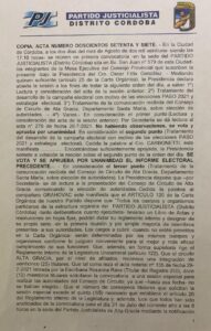 Acta Partido Justicialista
